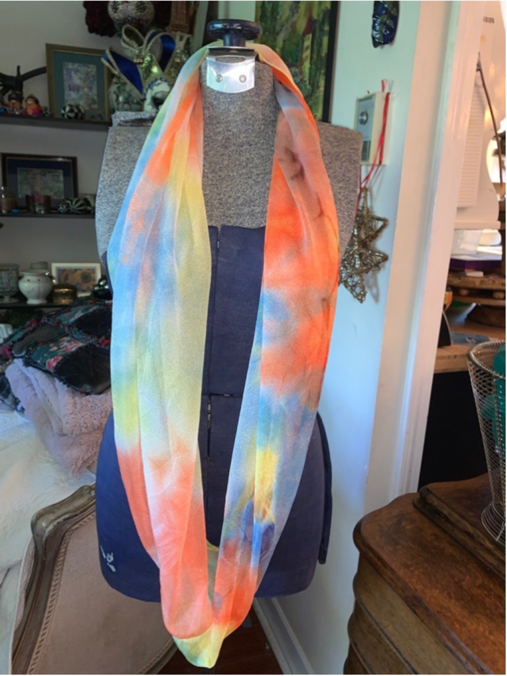 Women's Shalimar Tie-Dye Infinity Scarf One Size Orange Blue